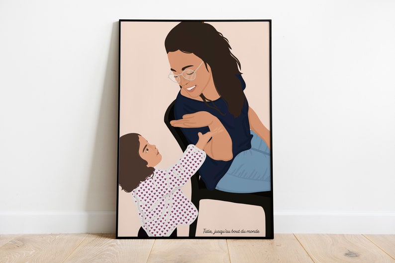 Detailed personalized illustration, Mother's Day gift idea, birthday, birth, wedding, family, couple, etc. image 8