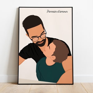 Minimalist personalized illustration, Mother's Day gift idea, birthday, birth, wedding, family, couple...