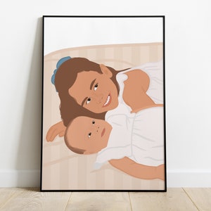 Detailed personalized illustration, Mother's Day gift idea, birthday, birth, wedding, family, couple, etc. image 5