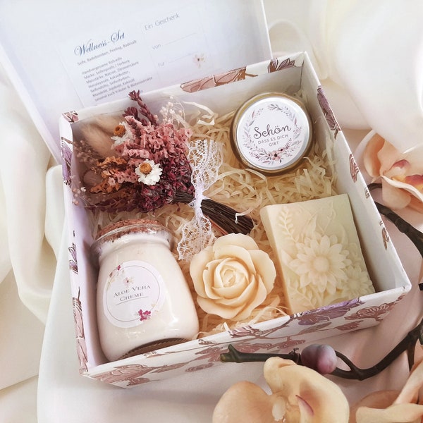 Geschenk zum Geburtstag für Frauen Wellness BeautyArtikel im Geschenkkarton in 2 Düften Wellnessbox mit Pflegeprodukten Wohlfühlset Homespa