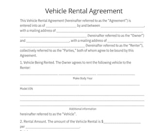 Car Rental Agreement Template: Editable Canva & PDF (Instant Download)