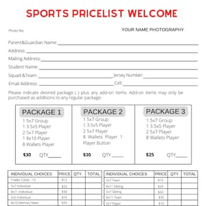 DIY Sports-prijslijst 8,5 x 11, BEWERKBARE digitale canvassjabloon, sportcanva-sjabloon voor prijslijst, PRIJSLIJST, canvas gepersonaliseerd