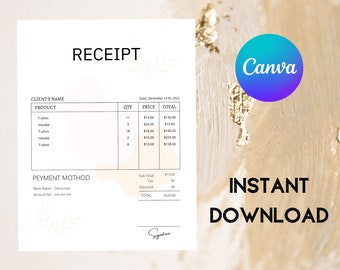 Plantilla de recibo editable: Formulario de pedido imprimible (Canva y Word)