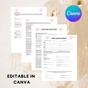 Puppy Sales Contact, Personalised Puppy Canva Template, Puppy Contracts, Puppy Contract Template Word, PDF