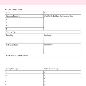 Safety Plan Canva Template, Fillable, Printable,blank PDF - Etsy