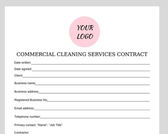 Modèle de contrat de services de nettoyage commercial : toile modifiable (téléchargement numérique)