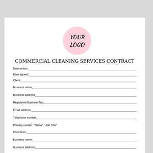 Commercial Cleaning Services Contract Template: Editable Canva (Digital Download)