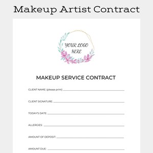 Freelance Makeup Artist Contract Template Canva Legal Contract Etsy