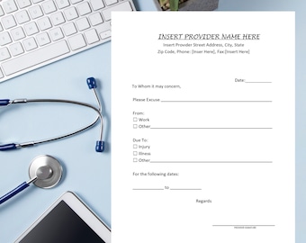 Editable Doctor's Excuse Template: Medical Office Form (DOCX)