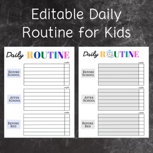 Printable EDITABLE Daily Routine for Kids Canva Template - Etsy