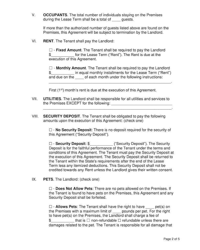 Short Term Rental Agreement, Vacation Rental Agreements, EDITABLE Short