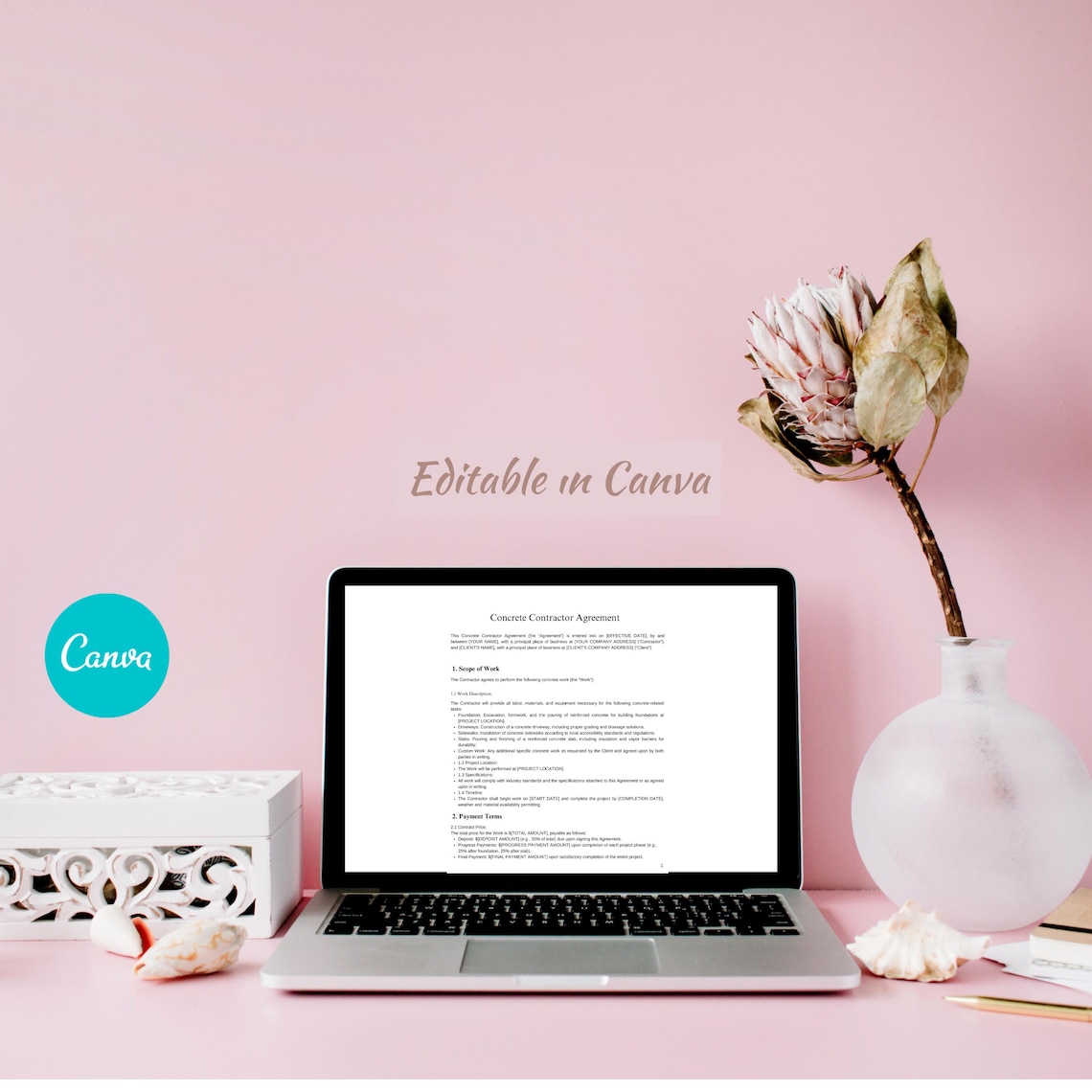 Concrete Contractor Agreement Template, Customizable Business Forms
