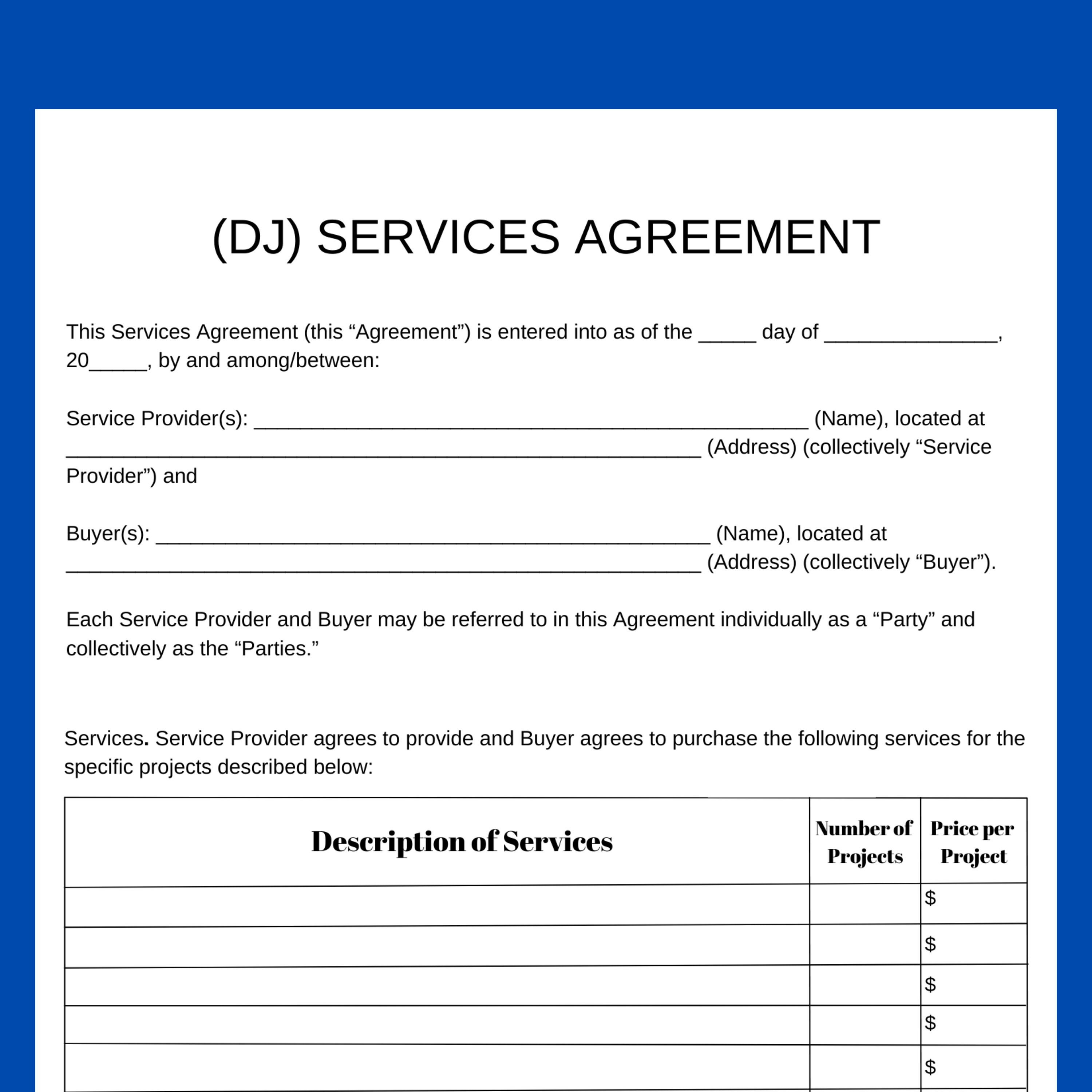 Editable DJ Service Agreement Canva Template Etsy Editable DJ Service Agreement Canva Template Etsy