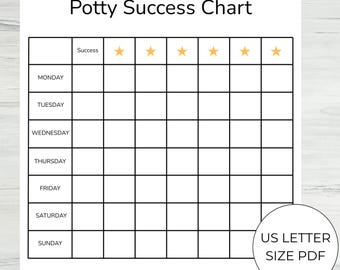 Potty Success Chart Printable | Toilet Training Chart for Kids | US Letter 8.5x11 PDF