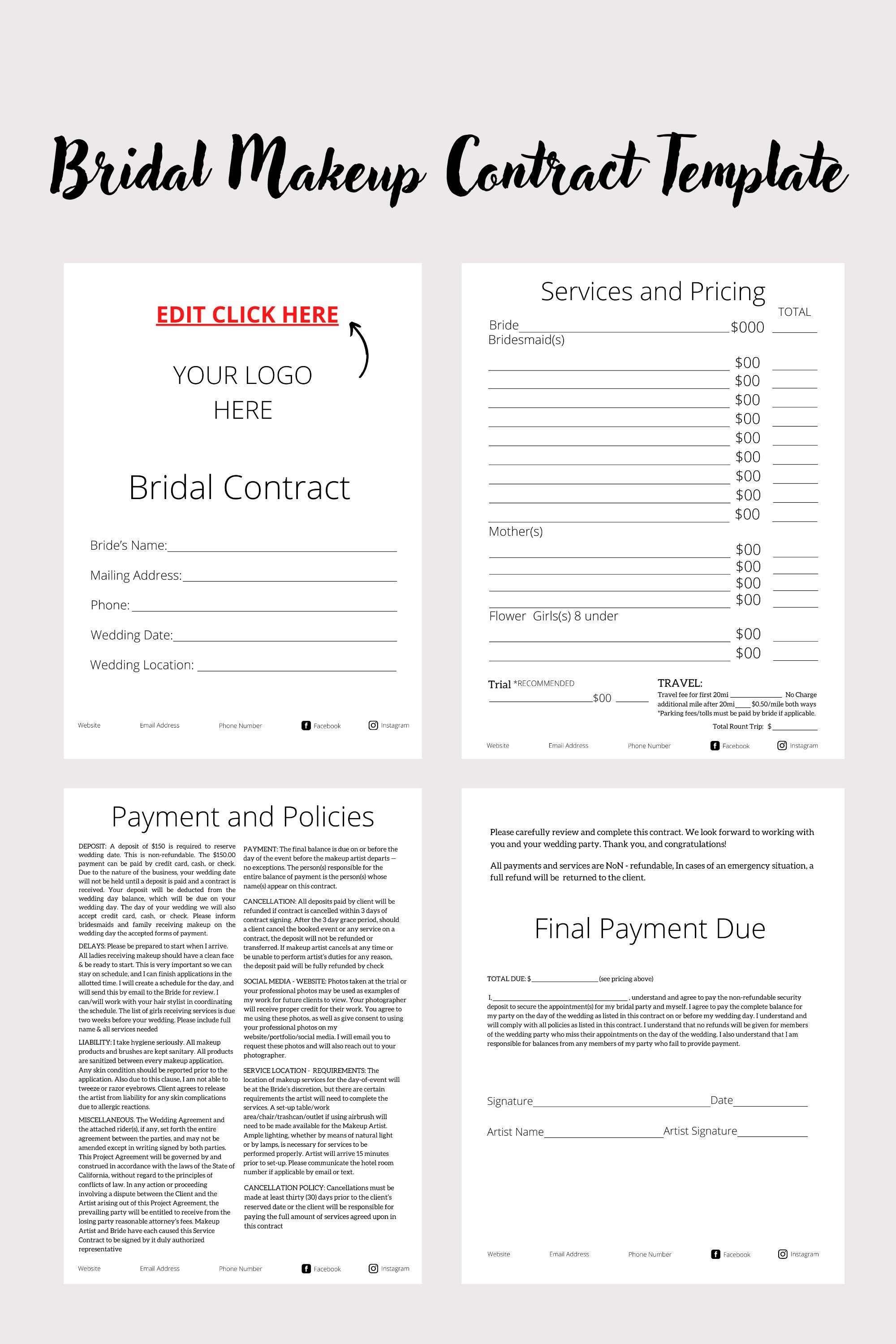 Wedding Makeup Artist Contract Template Makeupview co Wedding Makeup Artist Contract Template Makeupview co