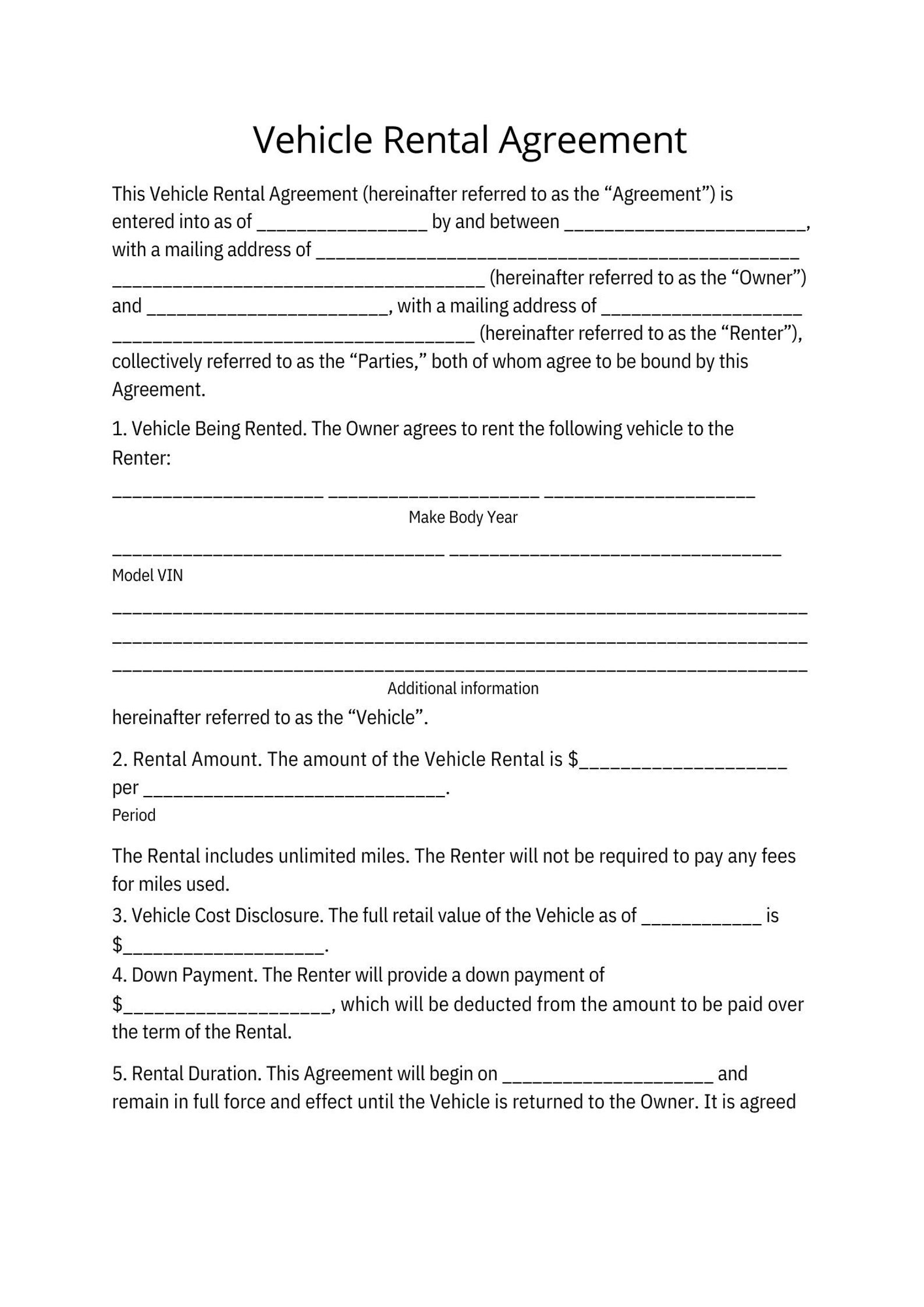 Car Rental Agreement / Vehicle Rental Agreement / Car Rentals Contract Car Rental Agreement / Vehicle Rental Agreement / Car Rentals Contract