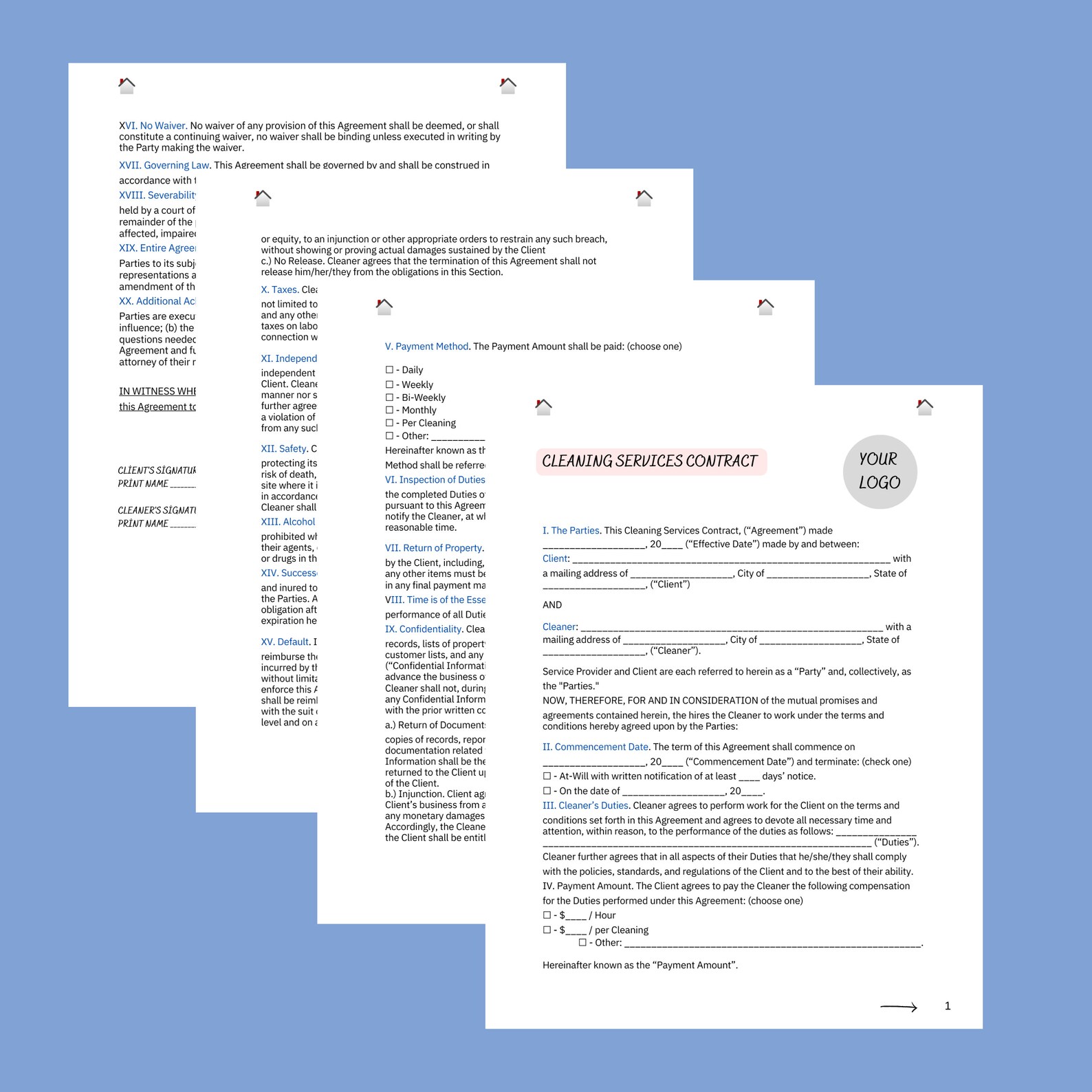 EDITABLE Cleaning Services Agreement Cleaning Services Contract Canva