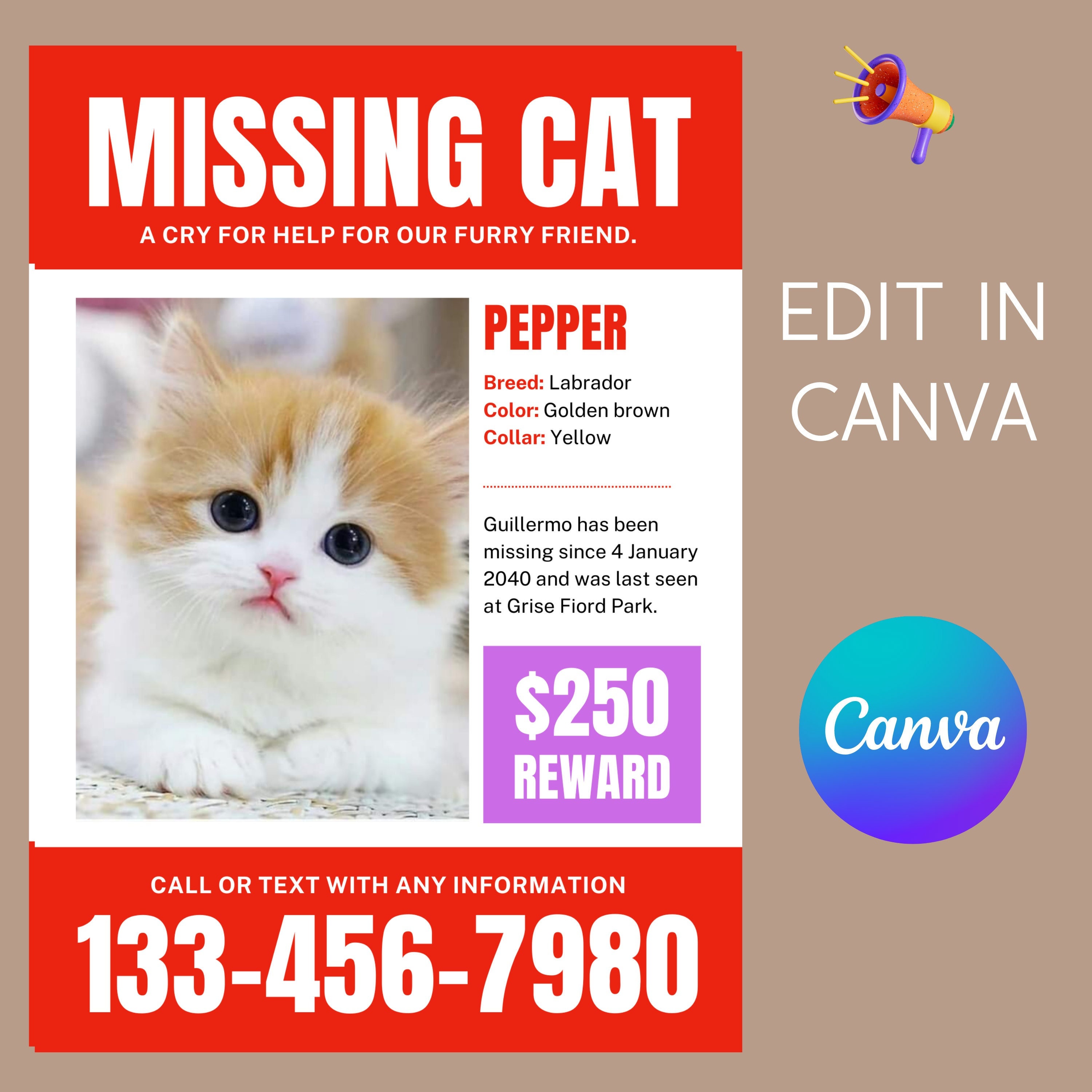 Missing Pet Flyer - Etsy Ireland Missing Pet Flyer - Etsy Ireland