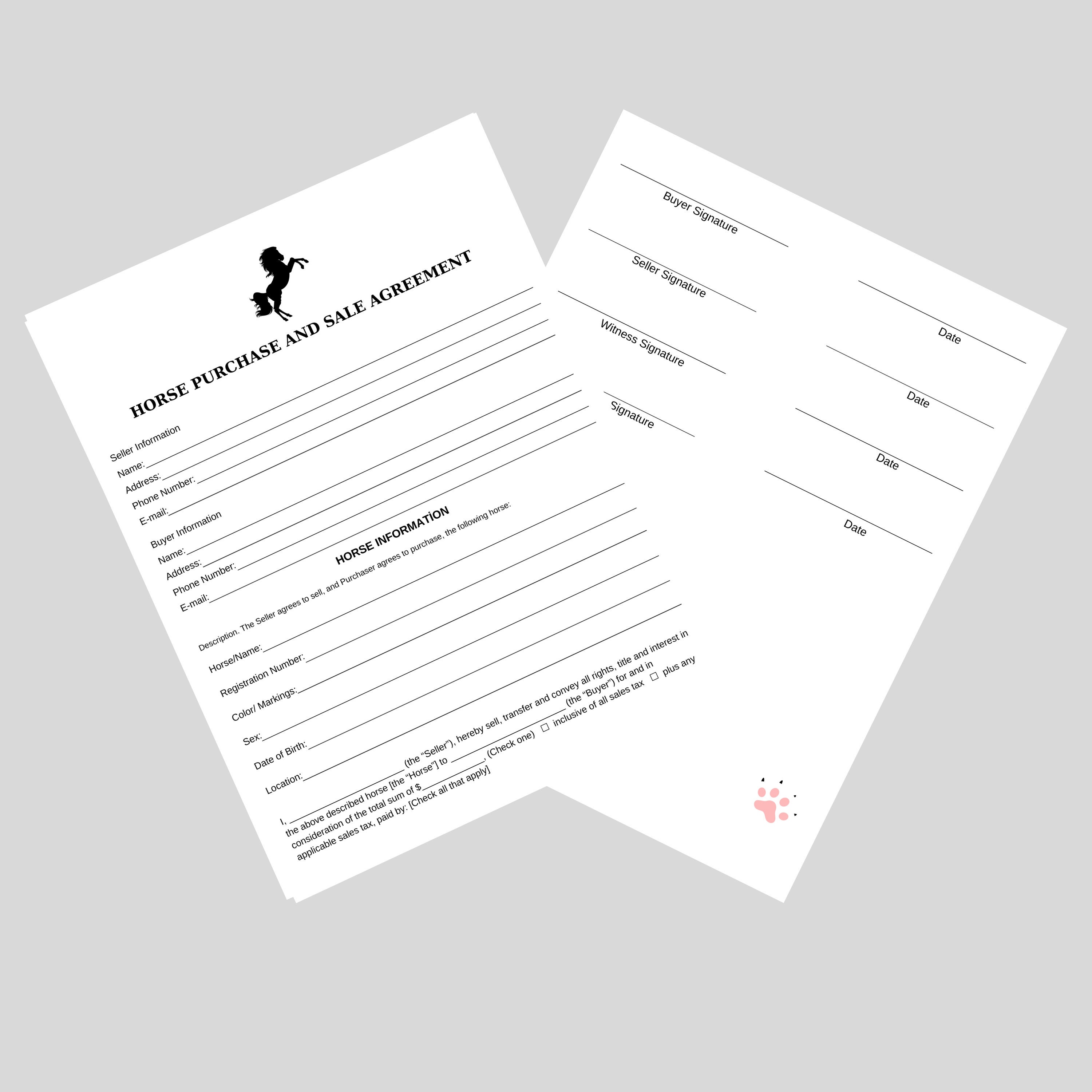 EDITABLE Horse Equine Bill of Sale, Purchase Agreement Canva Template