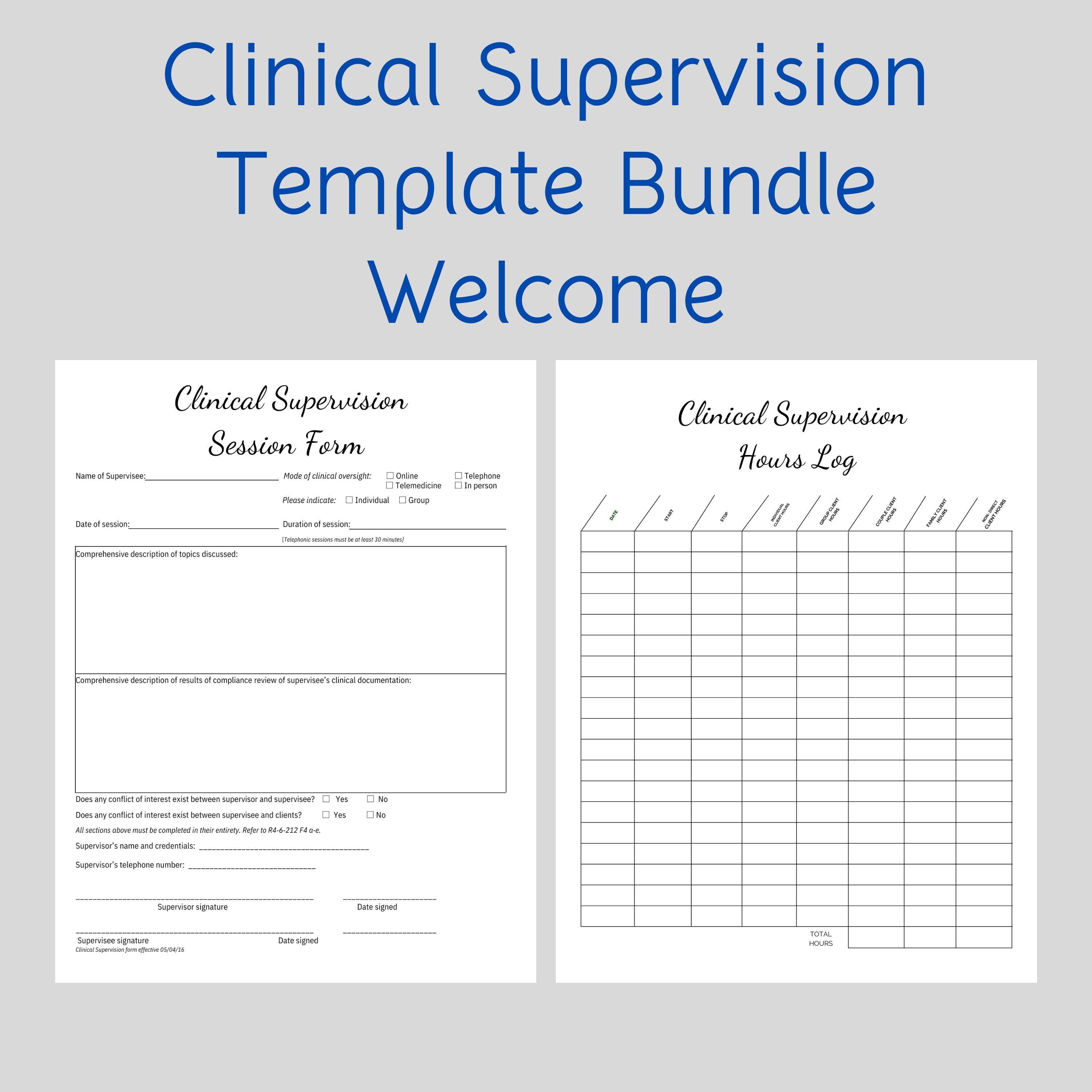 DIY Clinical Supervision Session Form And Hours Log CANVA Template