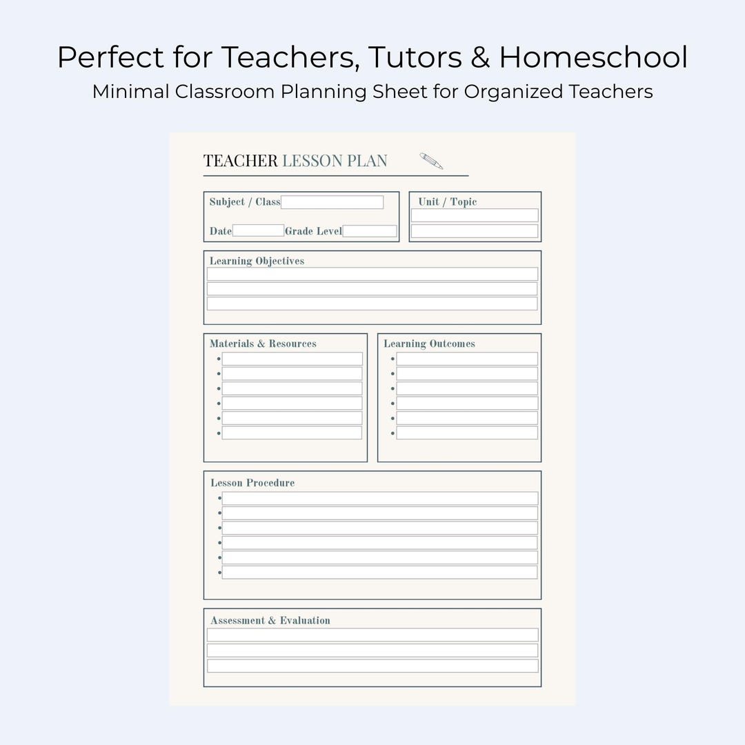 Teacher Lesson Plan Template | Printable Fillable PDF, A4 & US Letter ...
