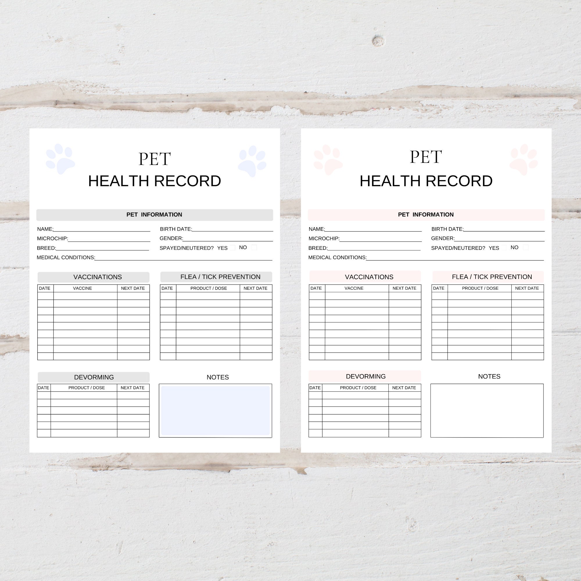 Pet Health Record Template: Dog, Cat, Puppy (editable Canva, Digital ...