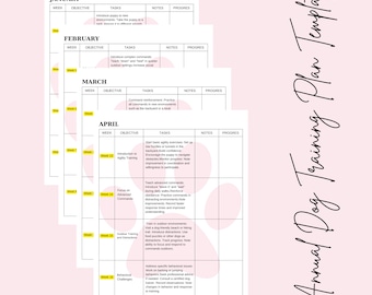 Puppy Training Plan Template: 2-12 Month Dog Training Guide (Canva Editable, Digital Download)