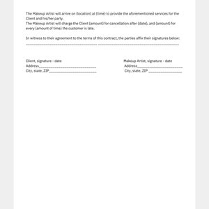 Freelance Makeup Artist Contract Template Canva Legal Contract - Etsy
