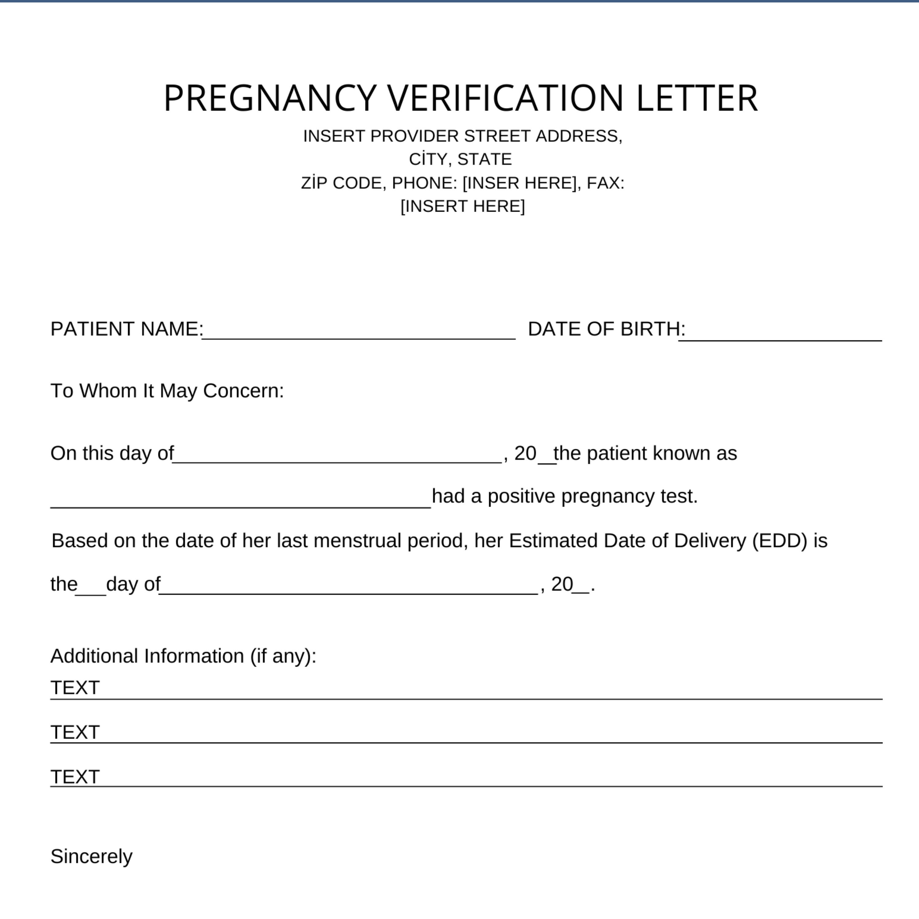 Printable Pregnancy Verification Letter EDITABLE Canva - Etsy Finland