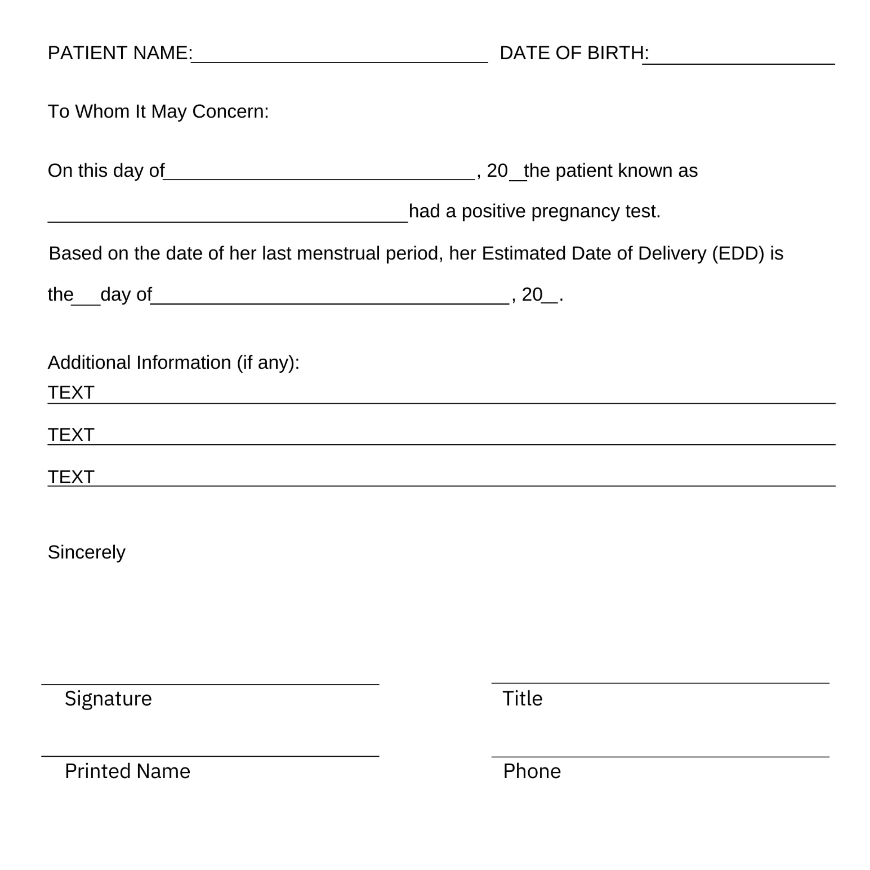 Pregnancy Verification Letter Template Pdf