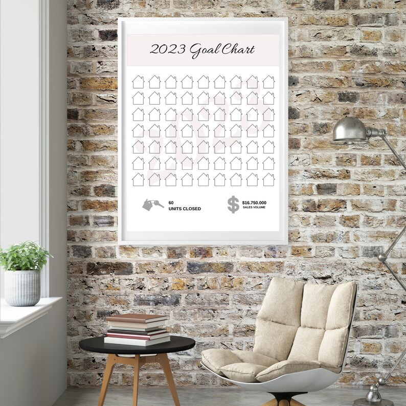 Real Estate Goal Chart Real Estate Canva Template Etsy