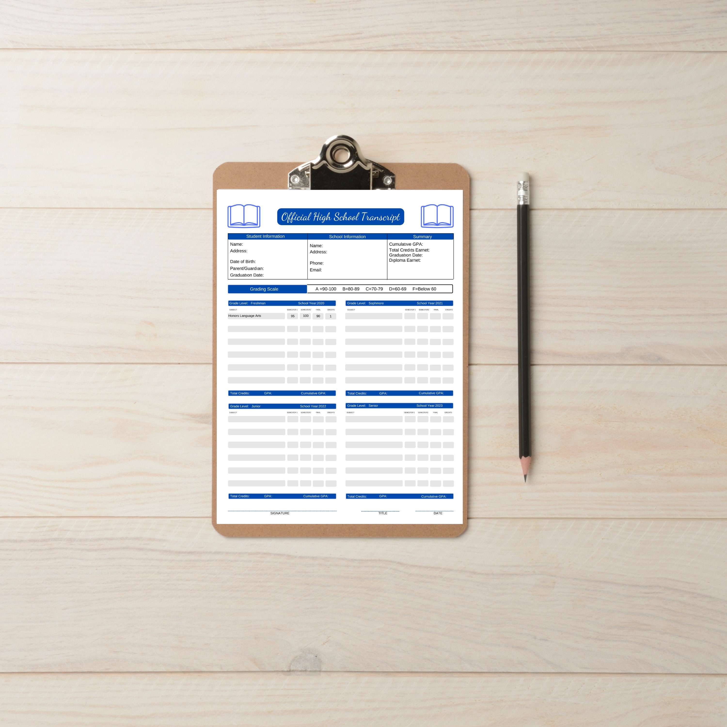 Video Transcript Design Ideas Homeschool High School Transcript Template: Editable Canva Design (8 ...