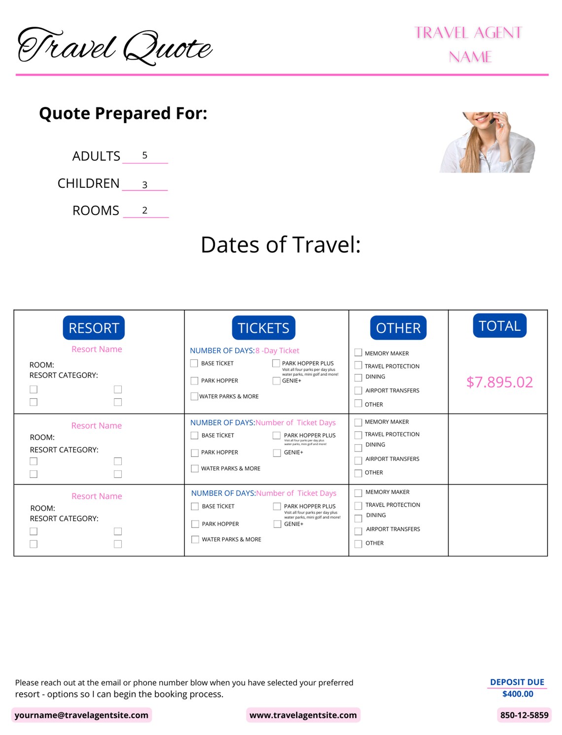 DIY Travel Agent Quote Form EDITABLE Canva Etsy