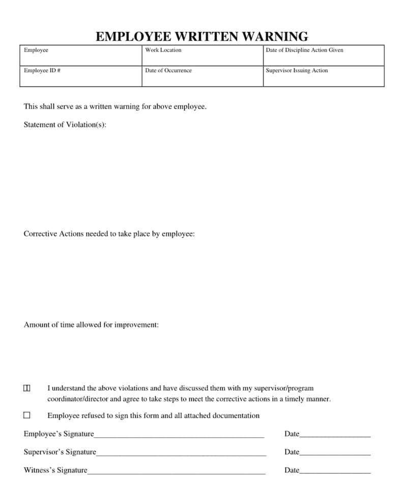 Employee Disciplinary Notice Employee Write Up Employee Etsy Ireland