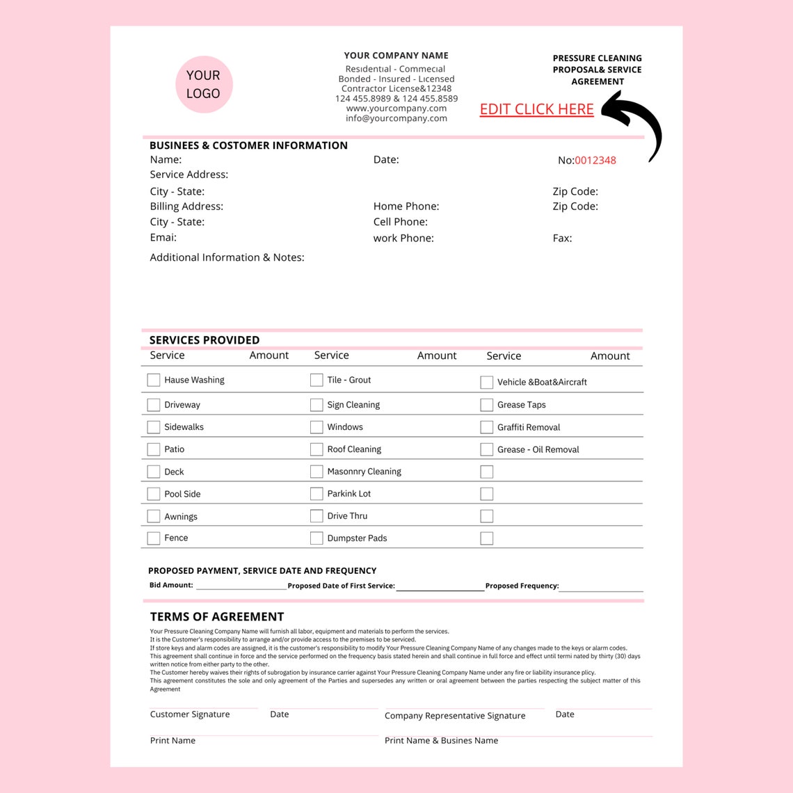 DIY Power Washing Proposal, Agreement, Contract Template, Canva DIY Power Washing Proposal, Agreement, Contract Template, Canva