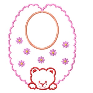 Baby bib/ Baby bib embroidery/ Baby bib with teddy bear/Animal pattern baby embroidery