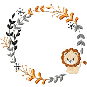 Safari Embroidery Design/Animal Embroidery/Machine Embroidery Design/Cute Baby Lion Embroidery Design/ 3 Sizes, Instant Download