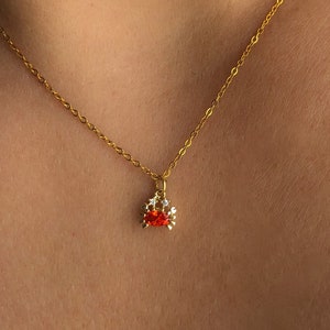 BABYCRAB LupusJewelryGR Super tiny red crab pendant necklace dainty -mm stainless steel chain gold cubic zirconia ocean animal jewelry