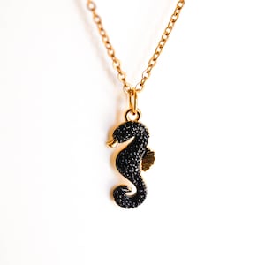 BLACK BEAUTY Womens Ocean Seahorse Stainless Steel Pendant dainty Necklace Gold Cubic Zirconia Cute Gift Sea minimalist delicate