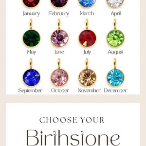 Personalized Birthstone charm add to your order LupusJewelryGR 12 Months rhinestone CZ colors letter gifts birthday