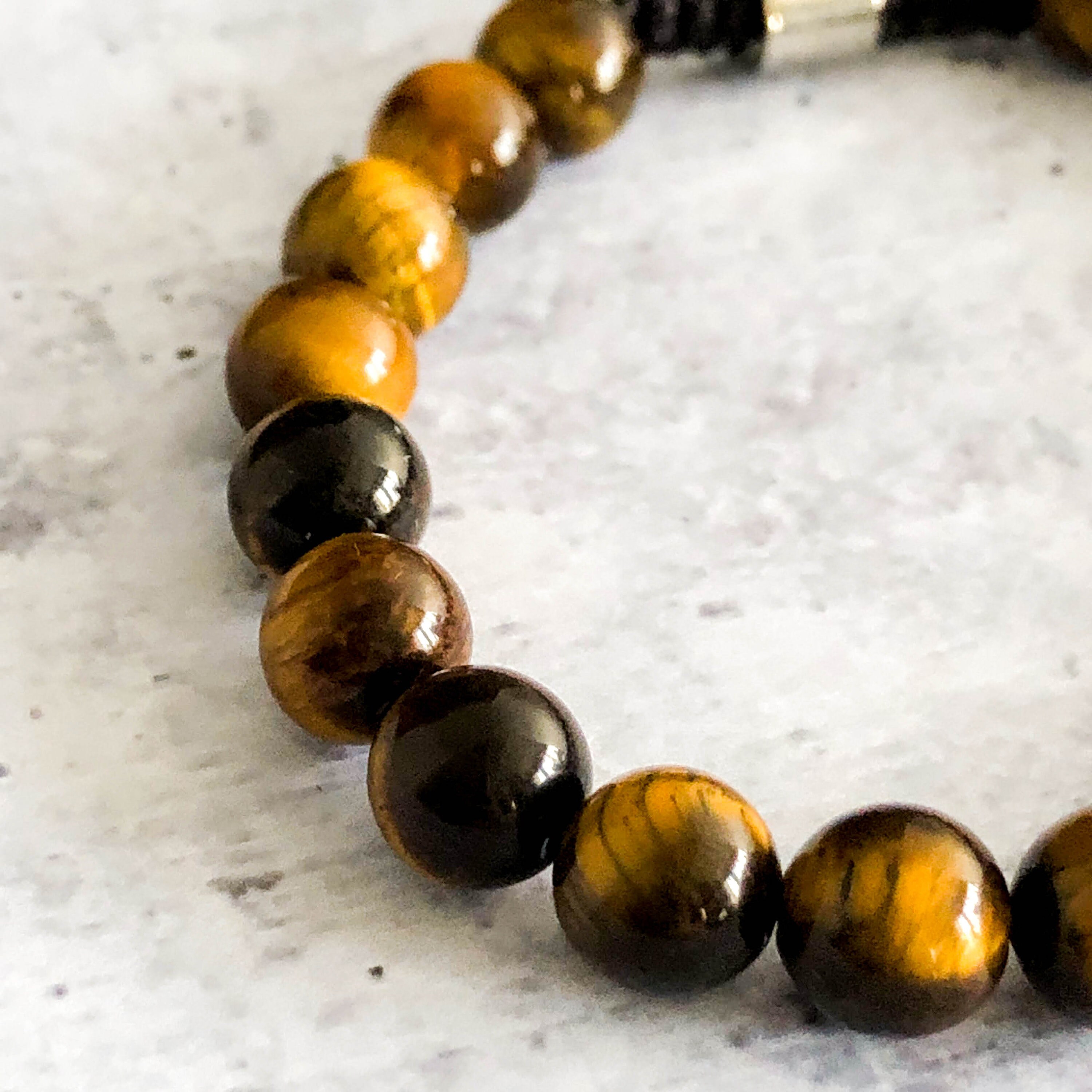 Mayting Tigerauge Armband 10mm | Natürlicher Edelstein Elastisch | Für Männer & Frauen 19cm