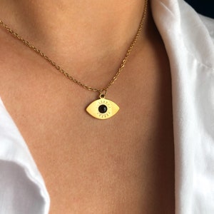 KISMET LupusJewelryGR Tiger eye Stainless Steel high Polished Gold Evil Eye Healing Crystal Necklace Pendant Lucky Charm everyday jewelry