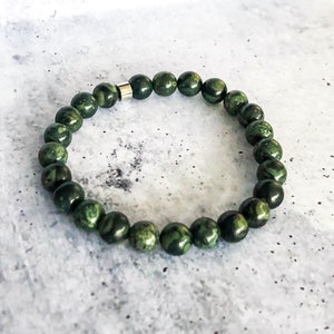 Men's Natural Dark Green Malachite Stone 6mm Beaded Bracelet Adjustable Stretch Band Men's Jewelry Gifts for Him