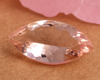 Morganita melocotón natural talla marquesa facetada / Piedra preciosa suelta para hacer joyas / Piedra de nacimiento de engaste