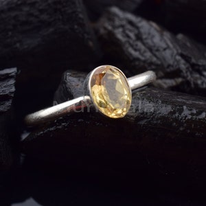 Citrine Ring, Sterling Silver Ring, Citrine Jewelry, Statement Ring, November Birthstone, Yellow Stone , oval faceted citrine ring, Gift