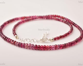Natural Red Spinel Pendant Necklace • 925 Sterling Silver Beaded Gemstone Jewelry • Minimalist Layering Gift for Her or Him
