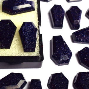 Blue Goldstone Gemstone, Coffin Shape, Loose Stone, Jewelry Making Stone, Cabochon Lot, Craft Supply, Crystal, Healing Crystals, Gift