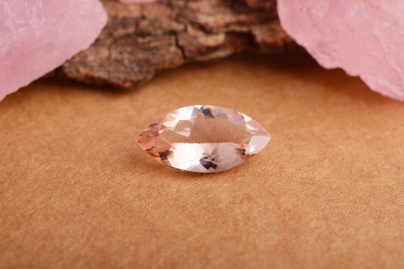 Faceted peach morganite loose stone for ring setting