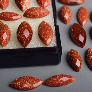 Orange Goldstone Gemstone, Marquise Shape, Loose Stone, Jewelry Making Stone, Cabochon Lot, Craft Supply, Crystal, Healing Crystals, Gift