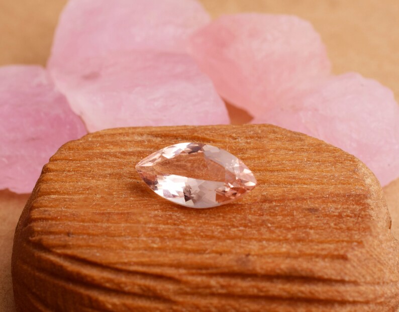 Natural morganite gemstone peach color close up